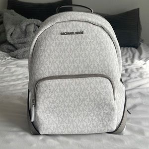 Michael Kors white and grey logo backpack